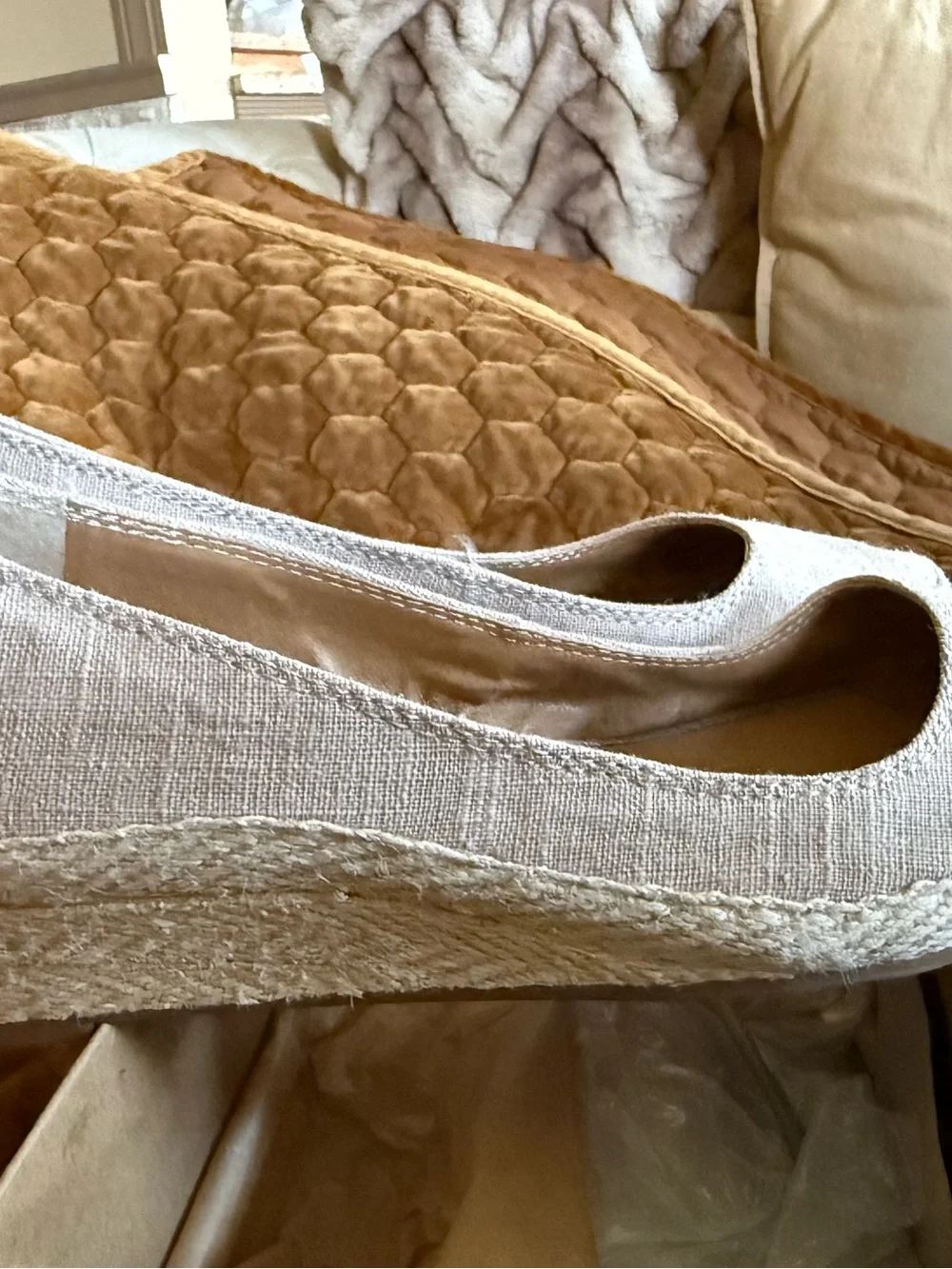 Lucky Brand Tilly Linen Espadrille Wedges Size 10